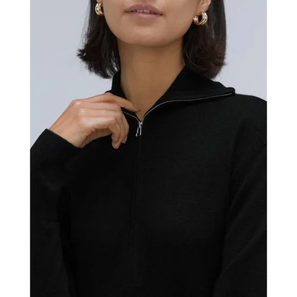 Everlane The Luxe Merino Half-Zip Sweater in Black Medium New Womens Knit Top - Picture 10 of 11